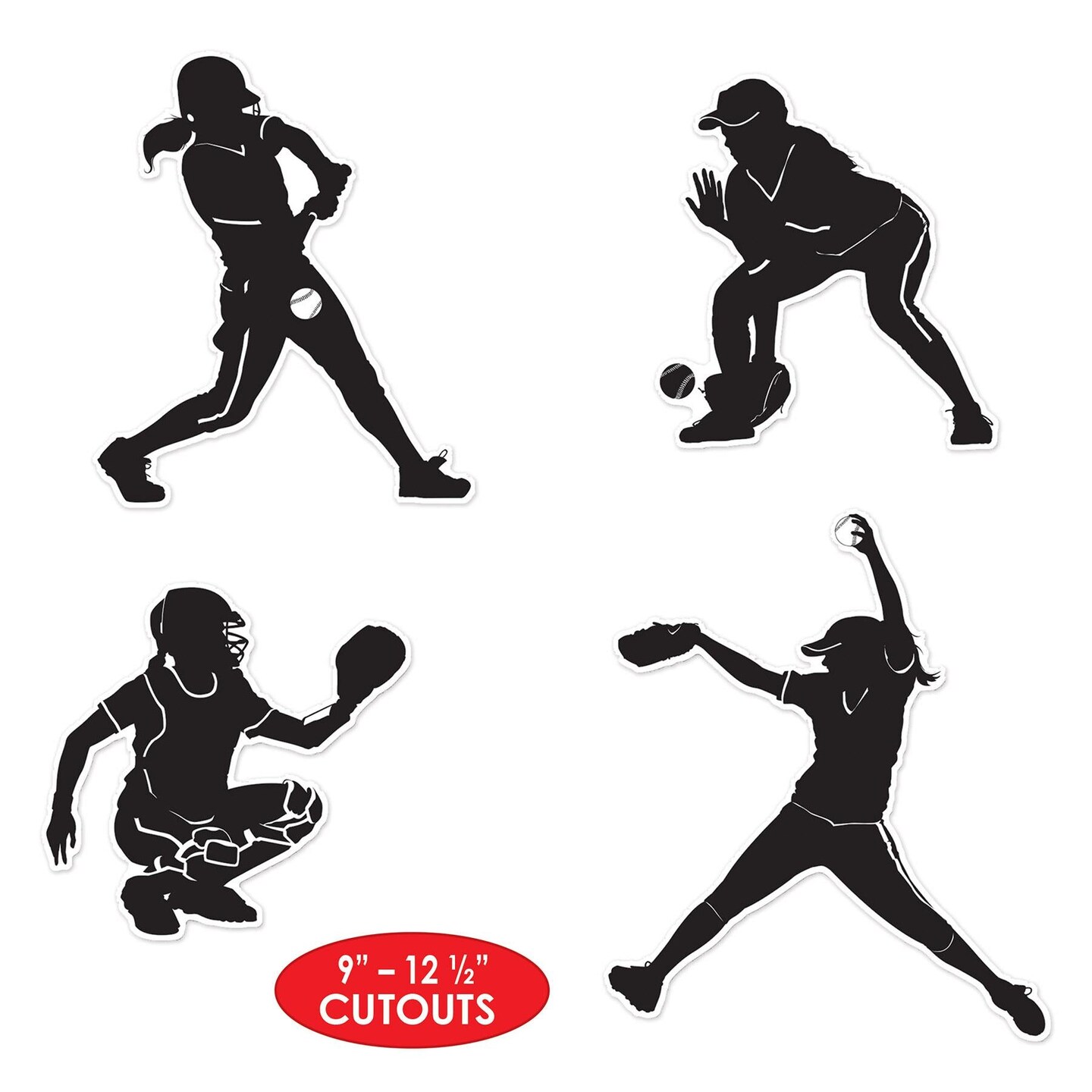 48 Piece Beistle Softball Party Silhouettes