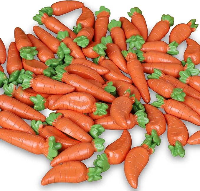 Mini Easter Carrots Decorations, 60Pcs Fake Carrot Decor Set 3 Styles, Realistic Resin Carrots for DIY Crafts Indoor Home Table Kitchen Display Decor Easter Props