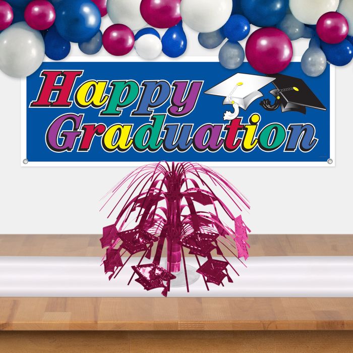 12 Pack Beistle Burgundy Grad Cap Mini Cascade Centerpiece