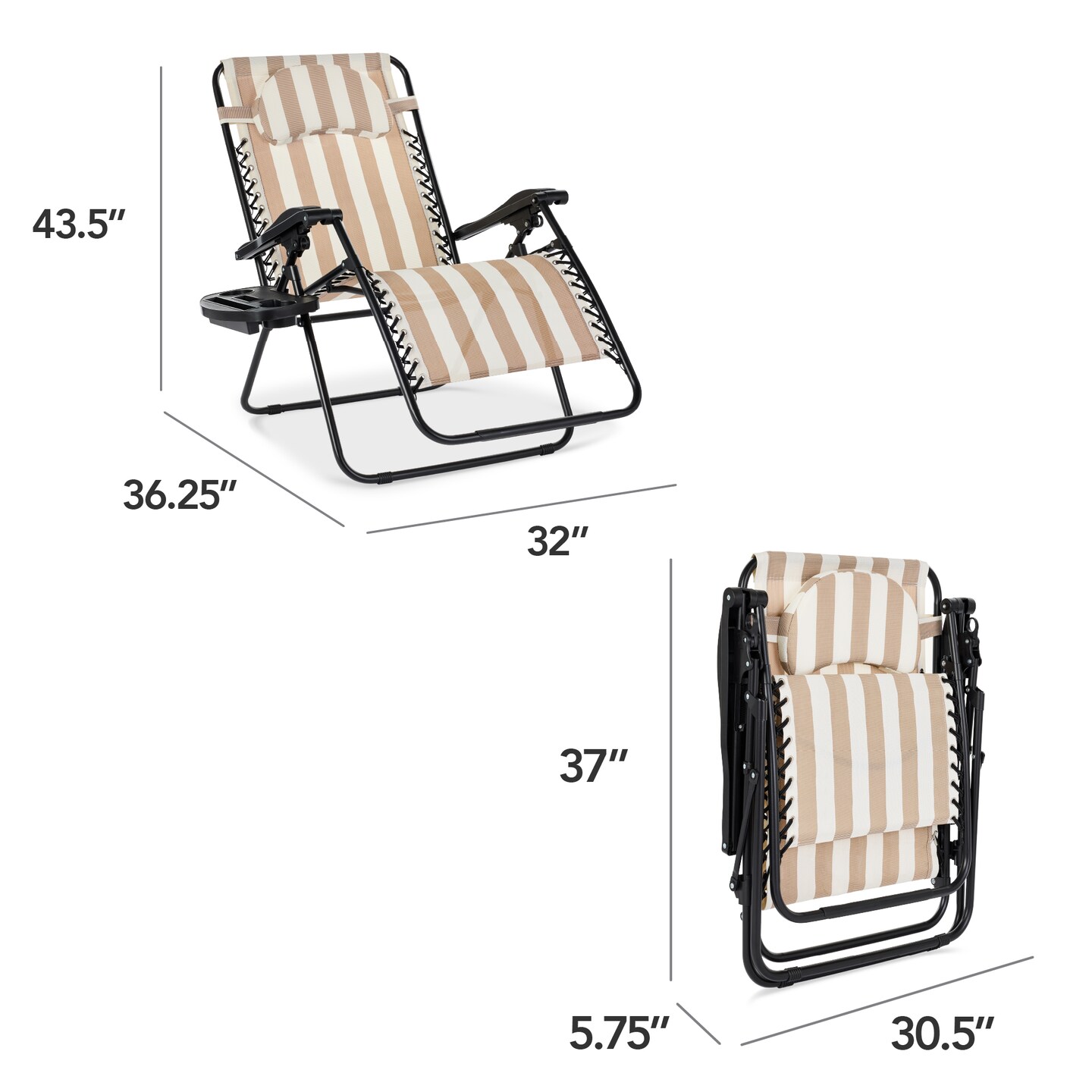Best Choice Products Oversized Zero Gravity Chair, Folding Outdoor Patio Recliner w/ Cup Holder