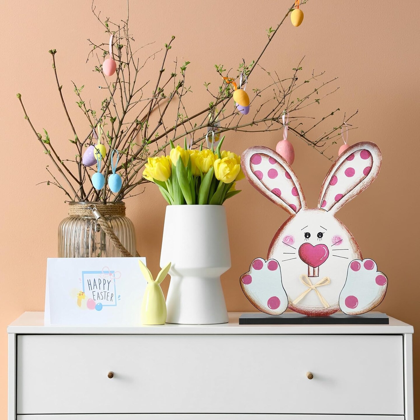 Easter Bunny Wooden Signs Easter Decorations for Home Farmhouse Cute Bunny Easter Decor Table Signs