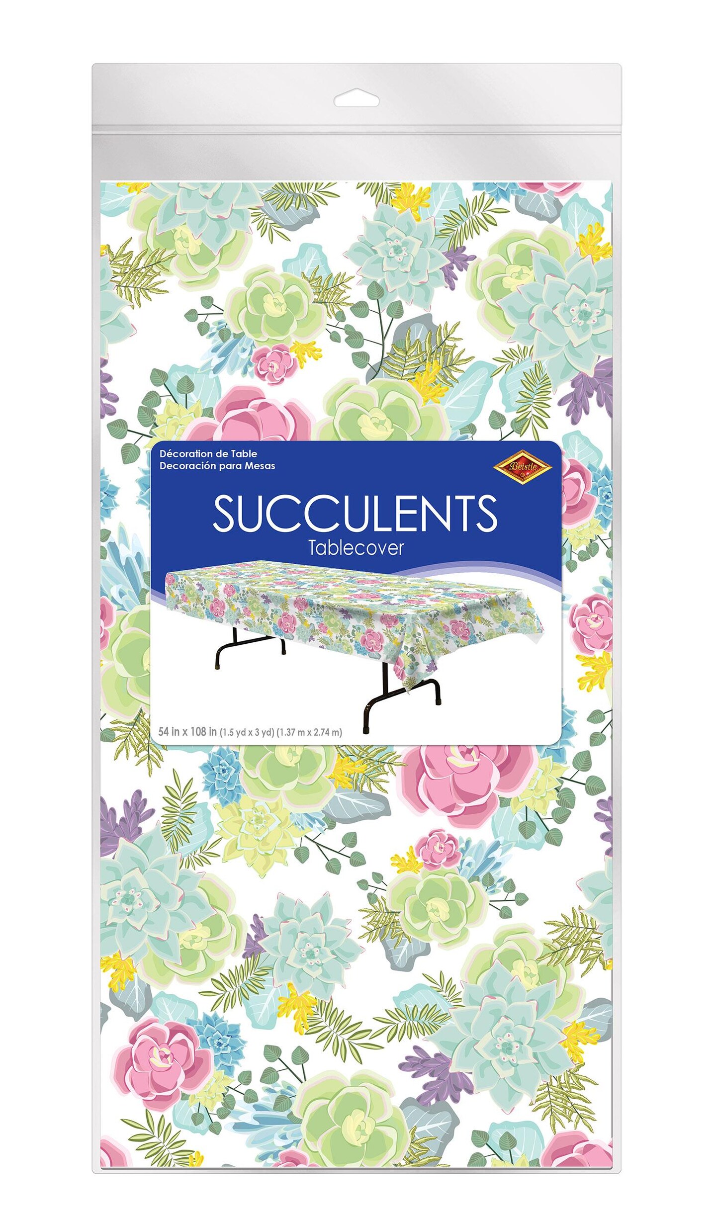 Beistle Bulk Succulents Party Tablecover - 12 Pack