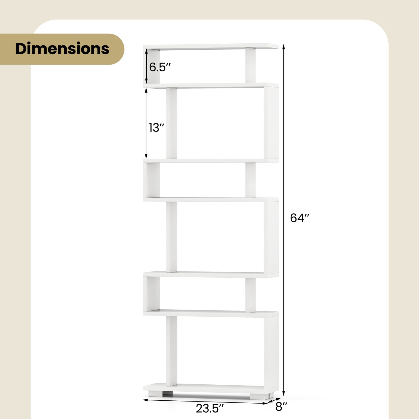 6-Tier Bookcase with Anti-Tipping Kit