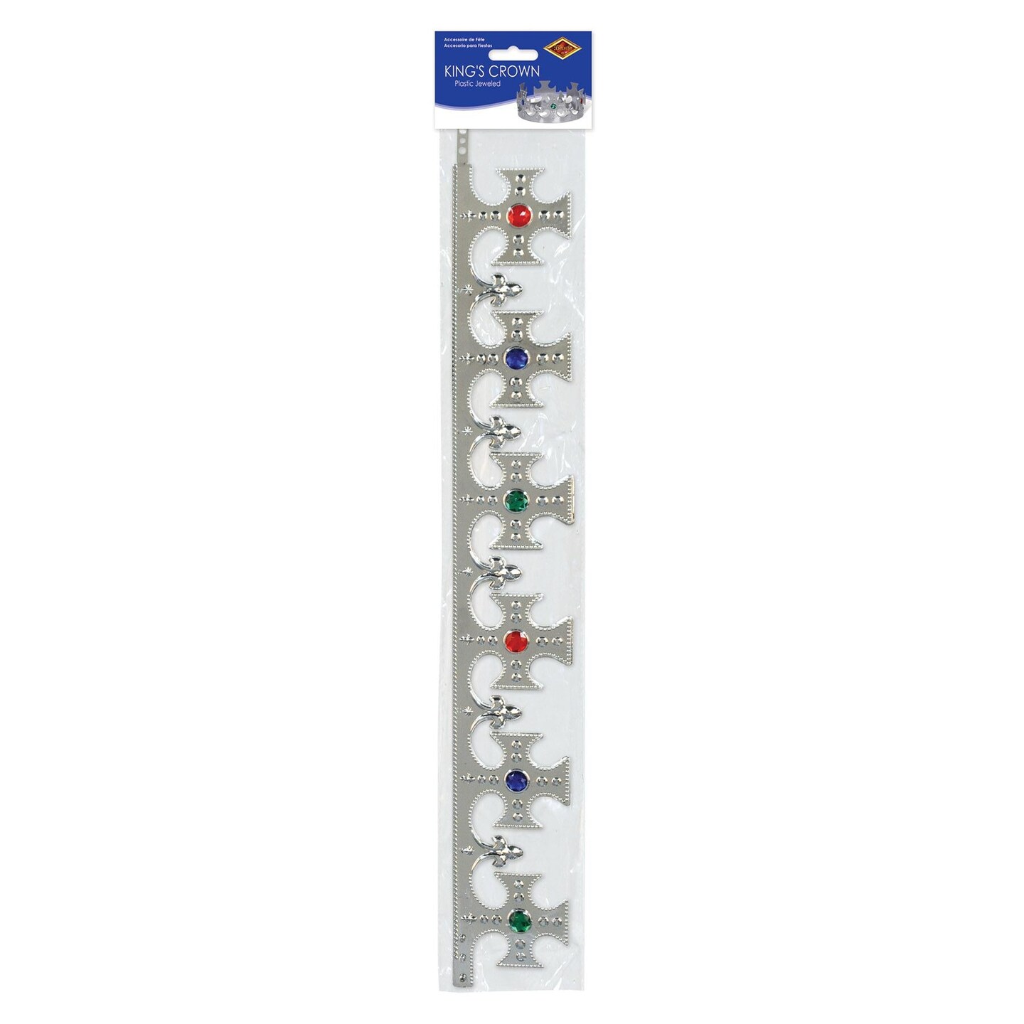 12 Pack Beistle Silver Plastic Jeweled King&#x27;s Crown