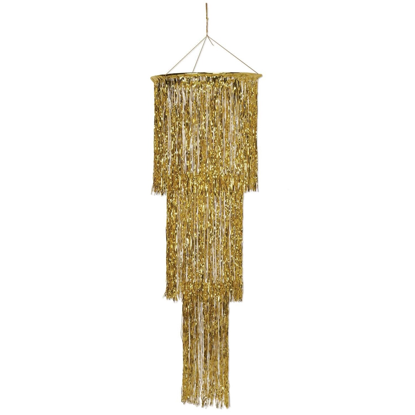 6 Pack Bulk 3-Tier (1-Ply) Shimmering Party Chandelier - gold