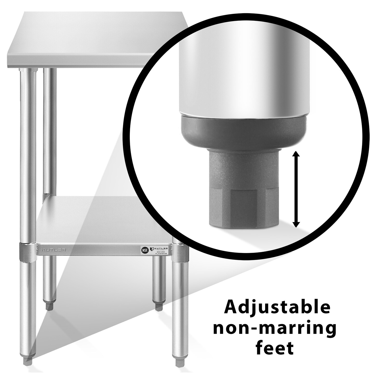 KUTLER Stainless Steel Table, NSF Heavy Duty Commercial Kitchen Prep and Work Table with Undershelf for Restaurant, Hotel, Home
