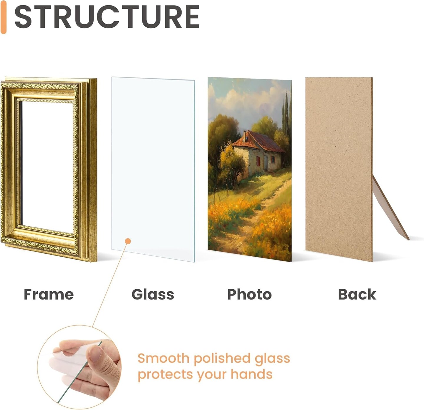 2 Pack Ornate Vintage 5x7 Picture Frame with Real Glass (Gold)