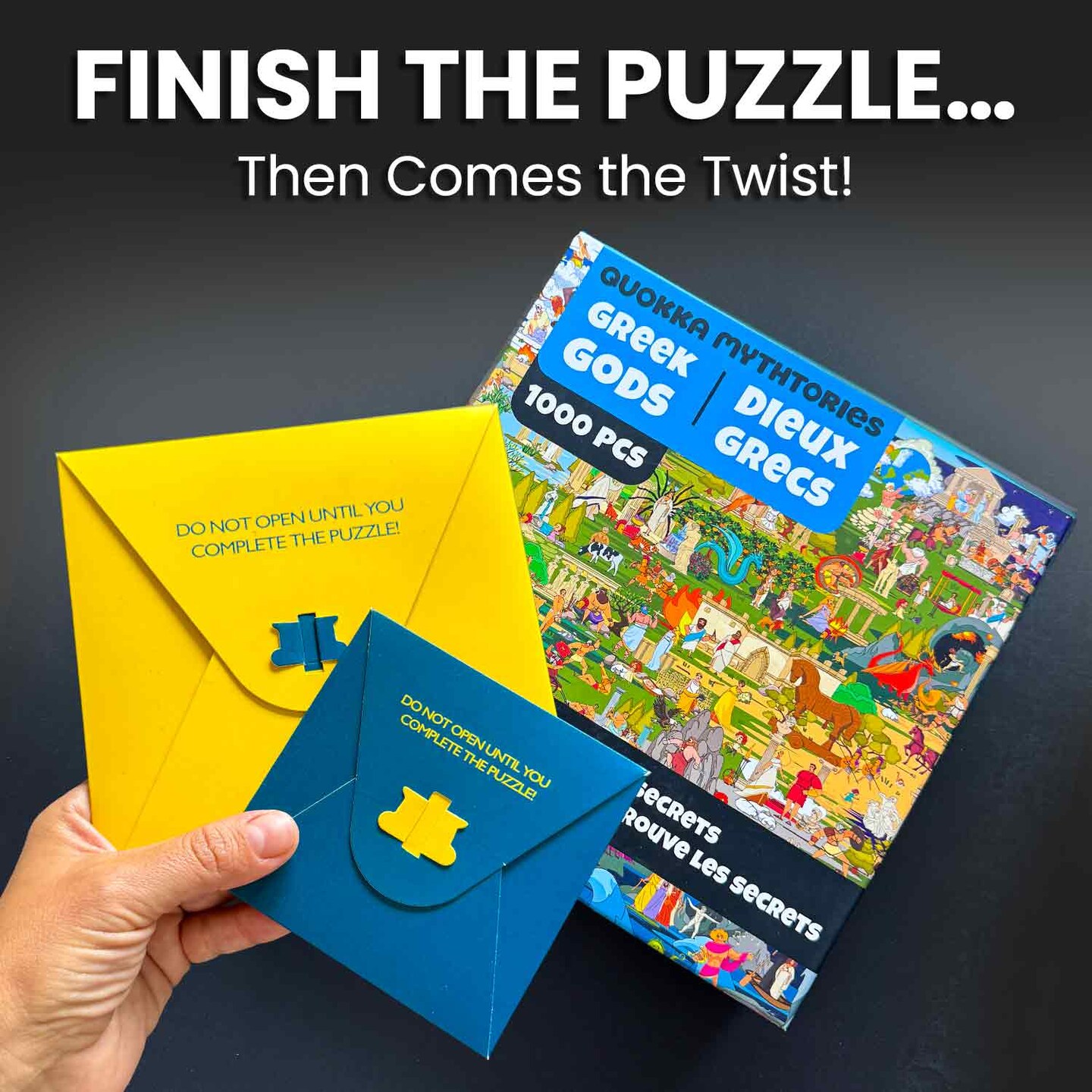QUOKKA 1000 Piece Puzzle for Adults Greek Gods - Adult Puzzles with Secret Tasks &#x26; Immersive Audio Story of Ancient Myths and Legends for Deep Relaxation for Challenge Puzzle Lovers