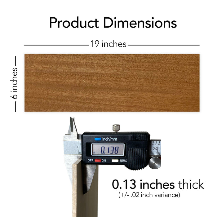 Solid Hardwood 6x19 inches, 0.13 inches, 1/8 inches, Unfinished or Finished | Basswood, Poplar, Mahogany, Walnut, Cherry, Maple, Cedar