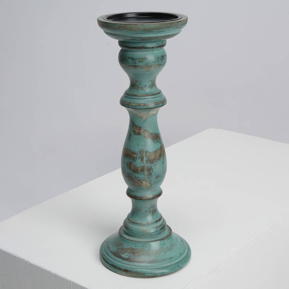 Antique Mango Wood Centerpiece Candle Holder - 4.5&#x22; x 12&#x22;