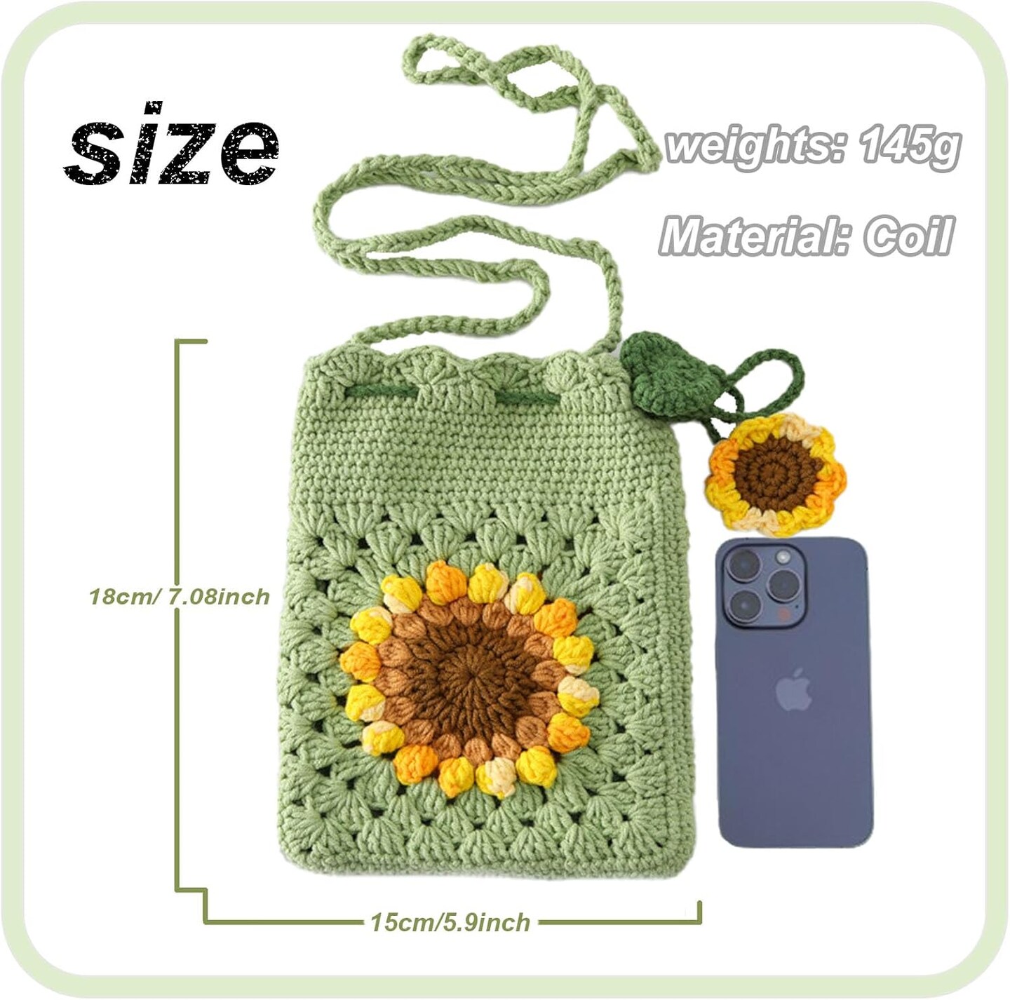 Crochet Kit for Beginners Sunflower Bag Crochet Starter Kit with Video Tutorials and Yarns, Hook DIY Adults &#x26; Kids Knitting Supplies(40%+ Yarn)