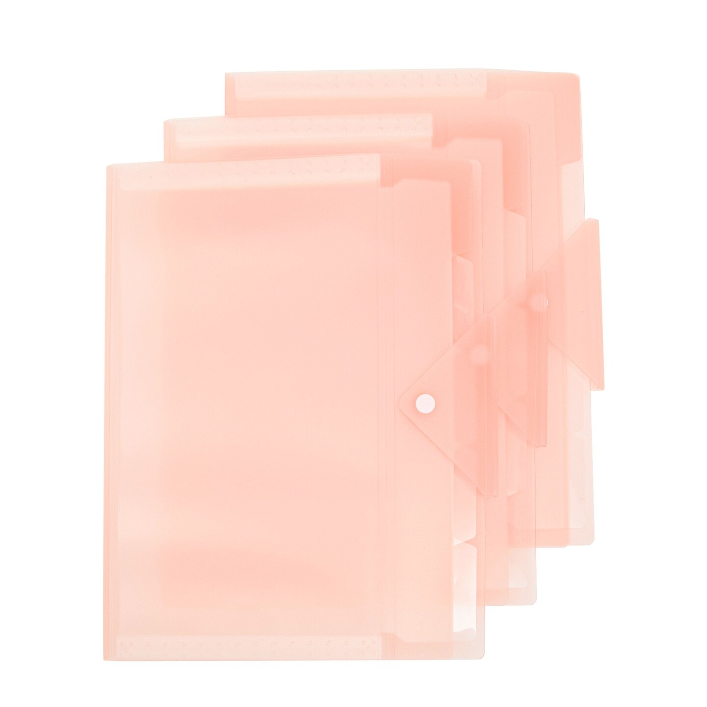 3 Pack Expanding File Folder, Pocket Document Organizer with Snap Closure and Labels (Letter Size, Pink)