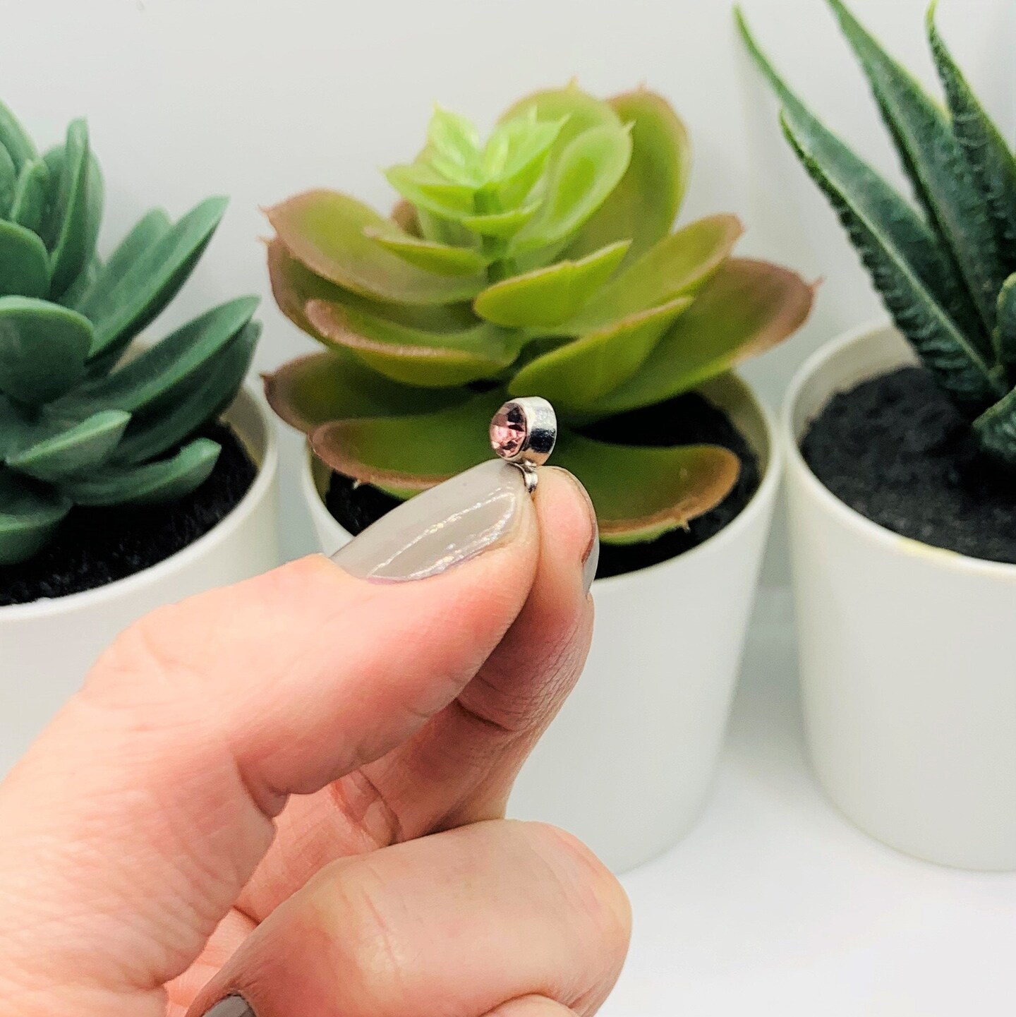 Small Light Pink October Birthstone Rhinestone Charms, 9x6mm