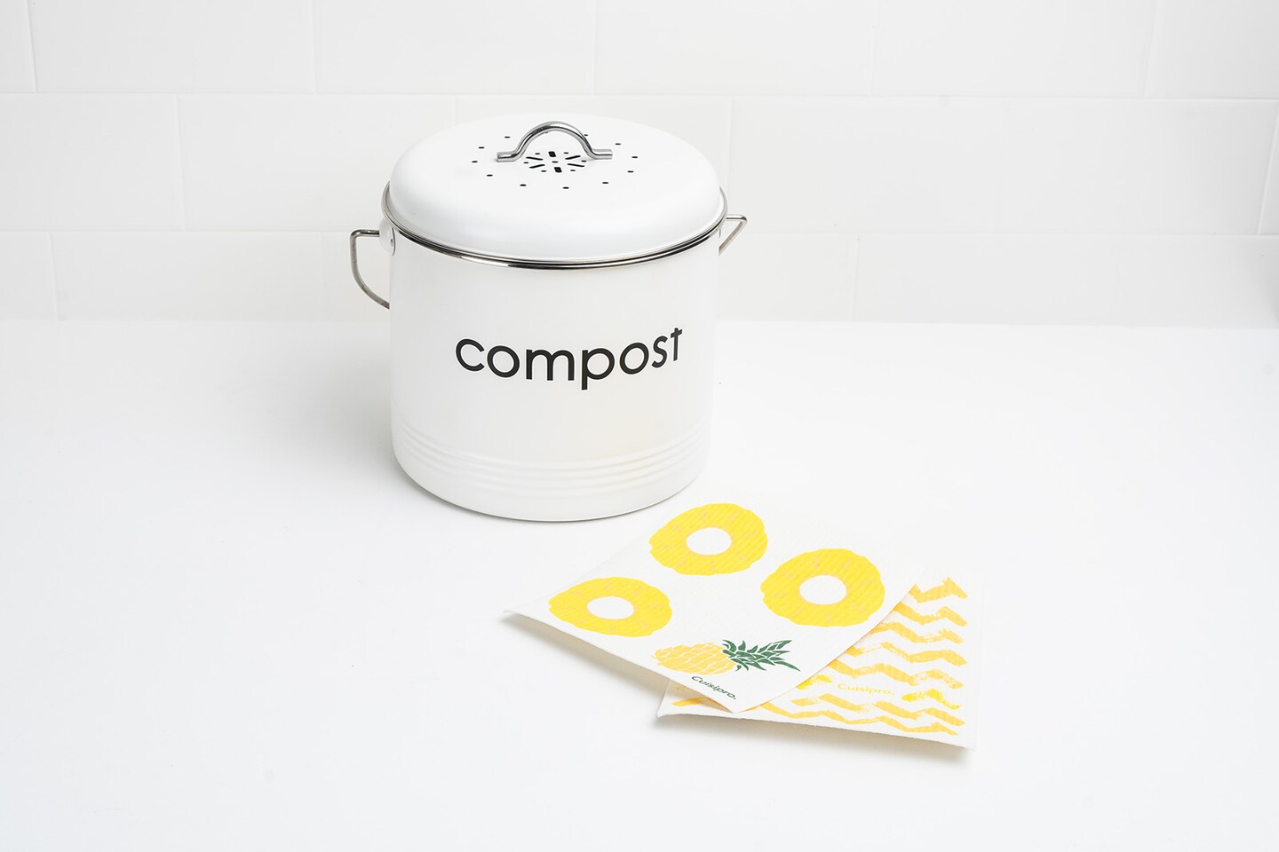 Cuisipro All Purpose Eco-Cloth Sponge Cloth, Yellow Zig Zag/Pineapple, Set of 2