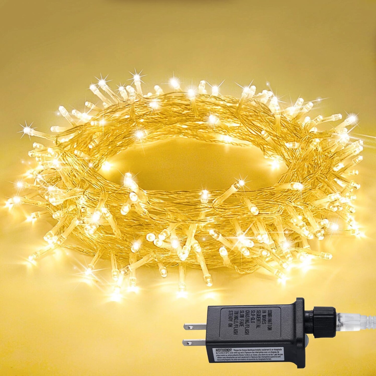 Connectable Warm White String Lights Indoor, 8 Modes Christmas Lights Plug in Fairy String Light for Bedroom