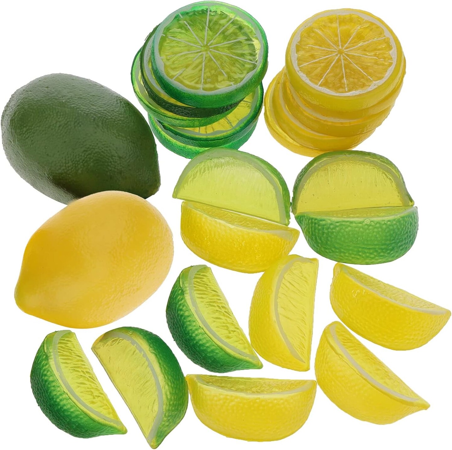 Fake Lemons Limes & Slices Blocks Set, 20Pcs Artificial Decorative Faux Assorted Fruits for Home Office Weddings Table Centerpiece Party Decor Lemon Theme