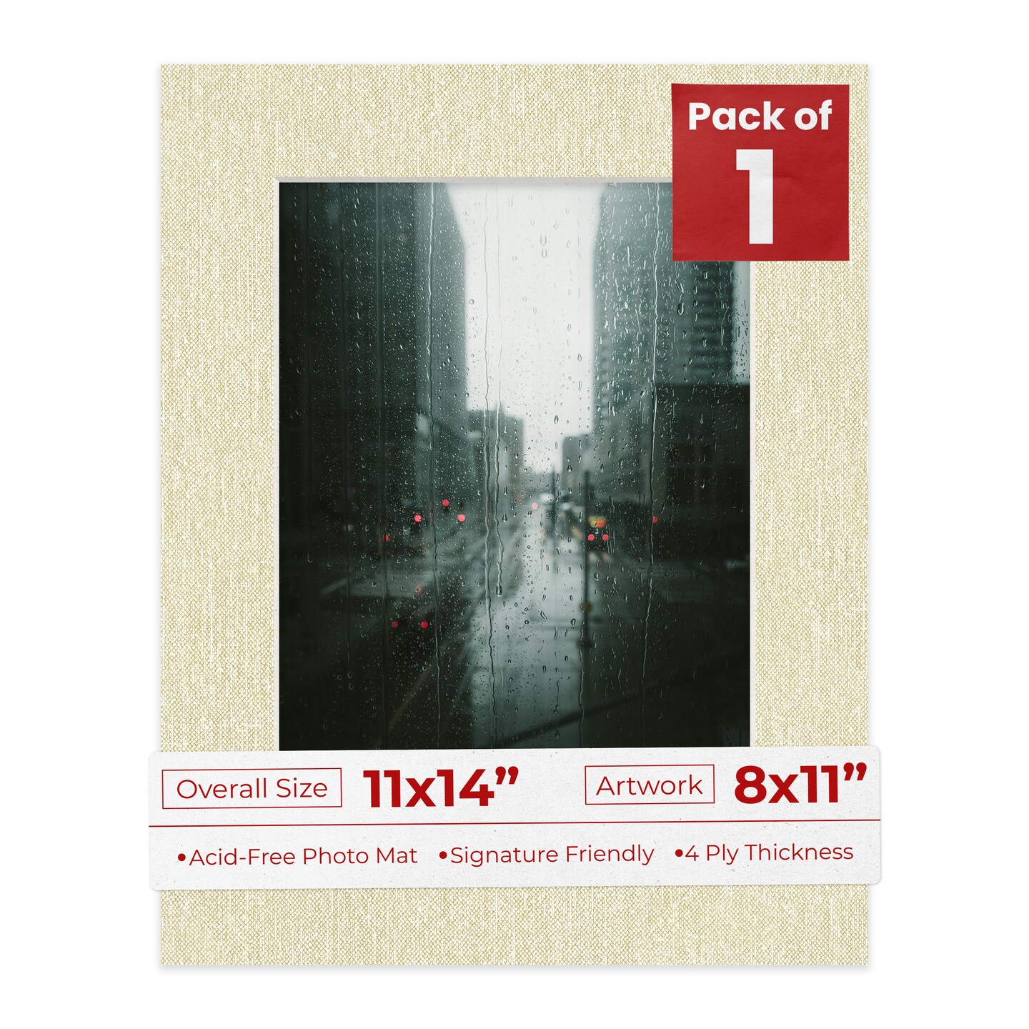 Off White Canvas Mat Board for 11x14 Frames - Fits 8x11 Photos