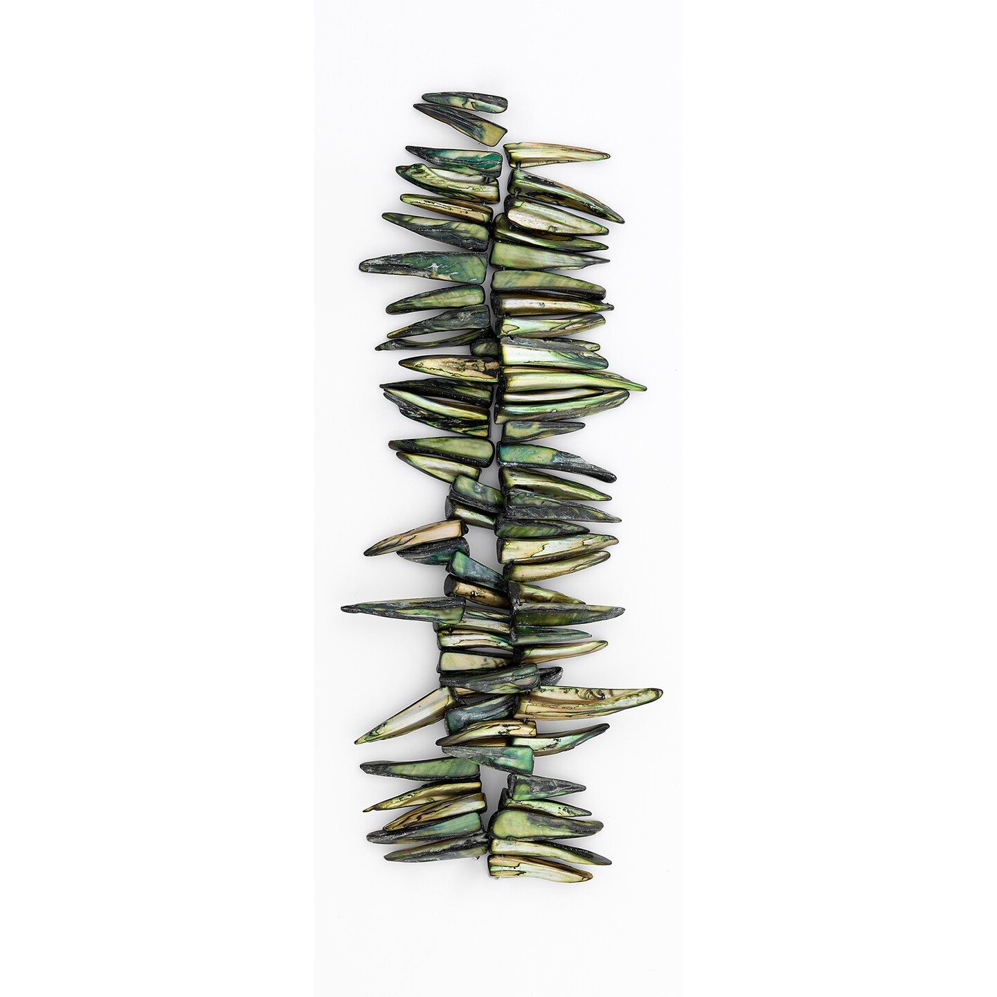 Sea Shell Spike Beads 16" Strand (62-66 ) Hand Crafted Tinted Olive