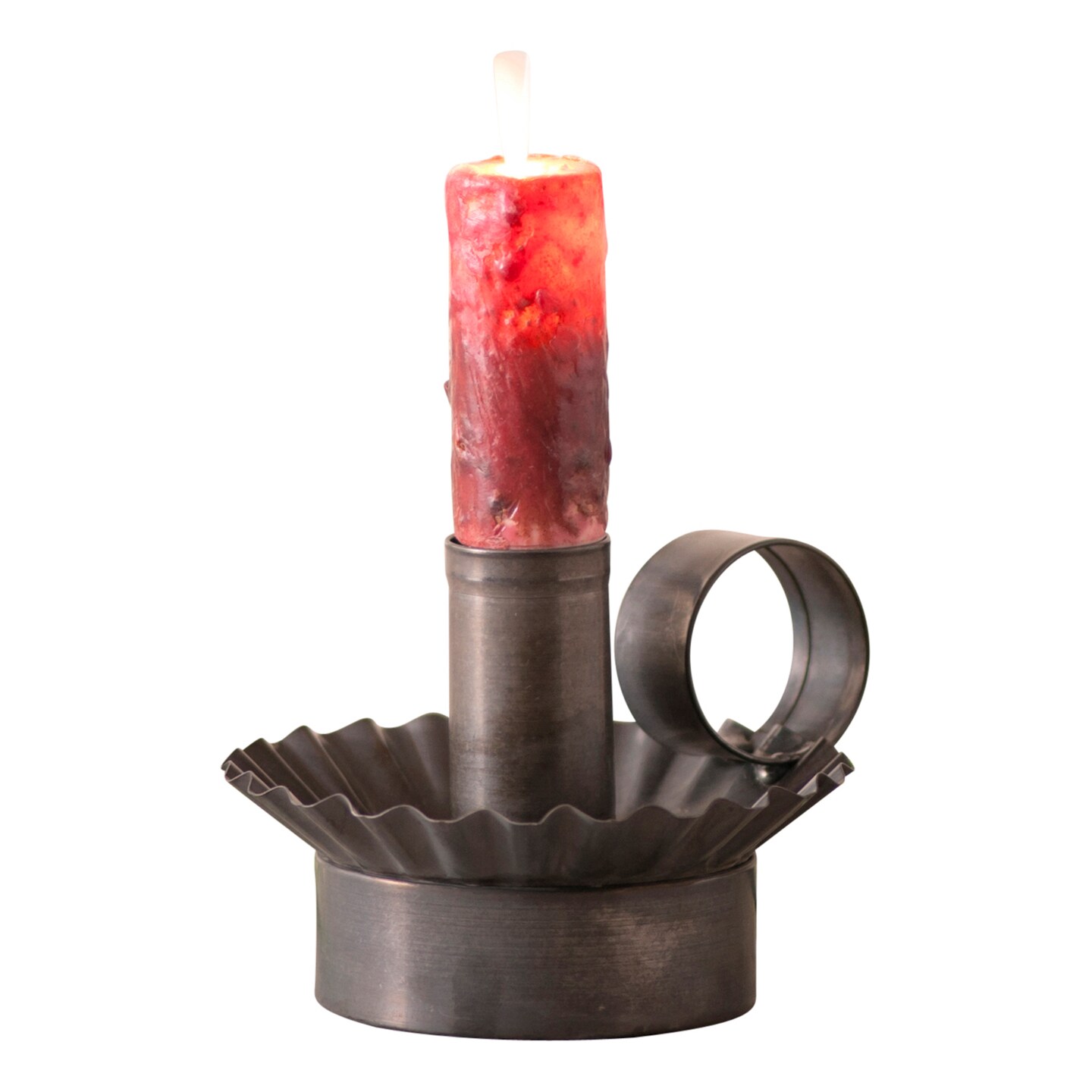 Cottage Chamberstick Candle Holder Kettle Black Metal 3.5 x 4 x 4.75 In