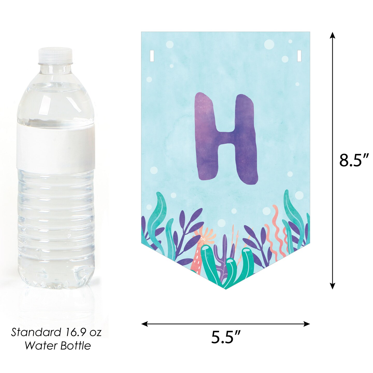 Big Dot of Happiness Mermaid Happy Birthday Party Banner, Mermaid Characters Party Decorations - Happy Birthday Bunting Banner