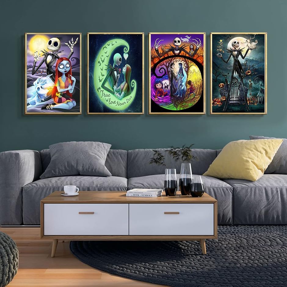 4 Pack Diamond Painting Kits for Adults DIY 5D Halloween Diamond Art