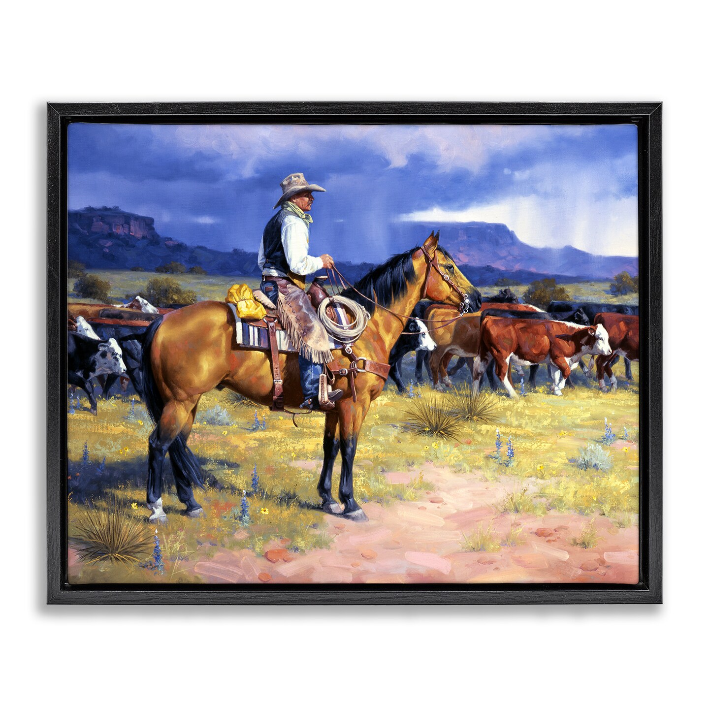 Stupell Industries Cowboy & Cattle Mountain View Floating Frame By Jack Sorenson