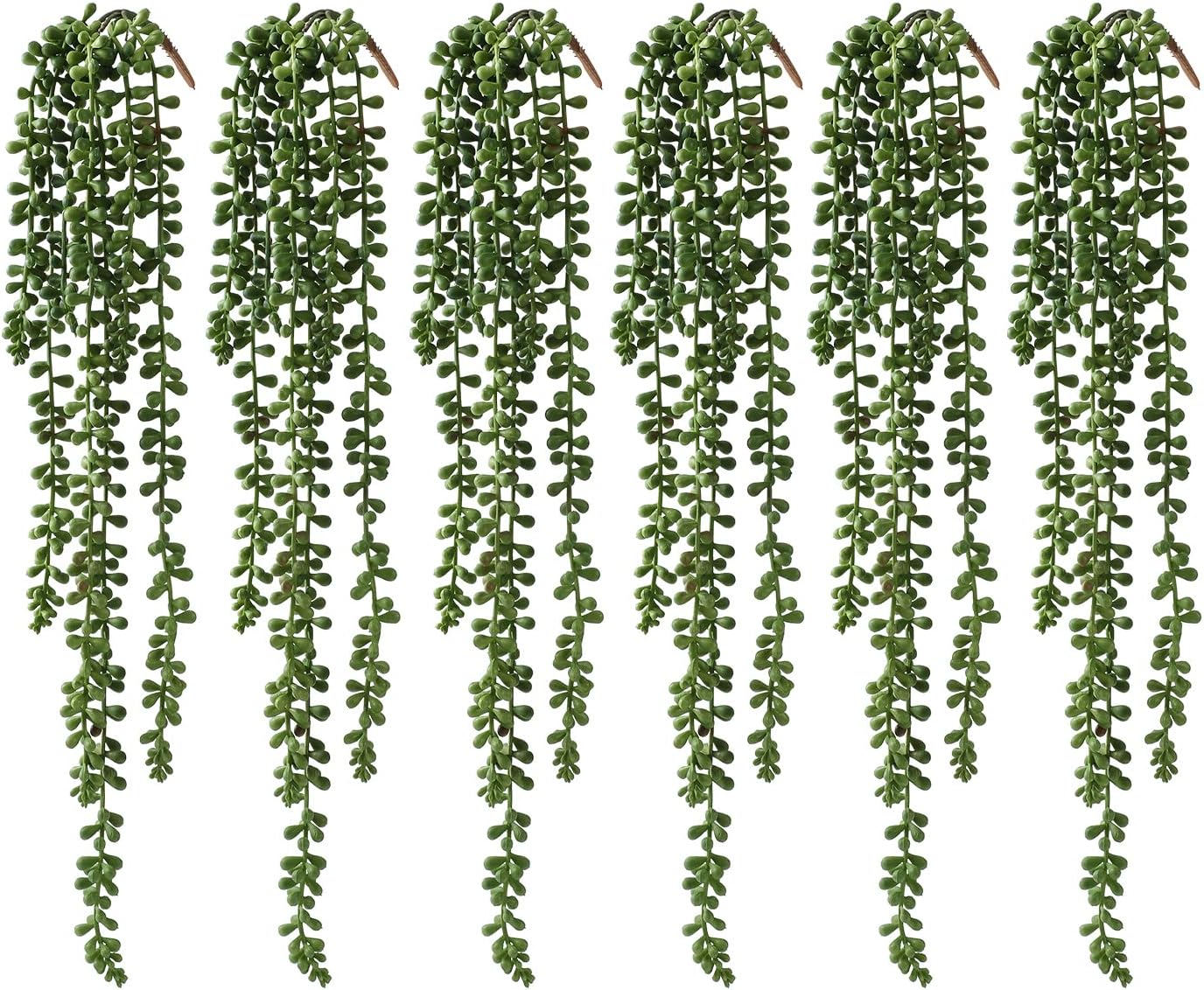 6 Pcs Artificial Succulents Hanging Plants, Fake String of Pearls