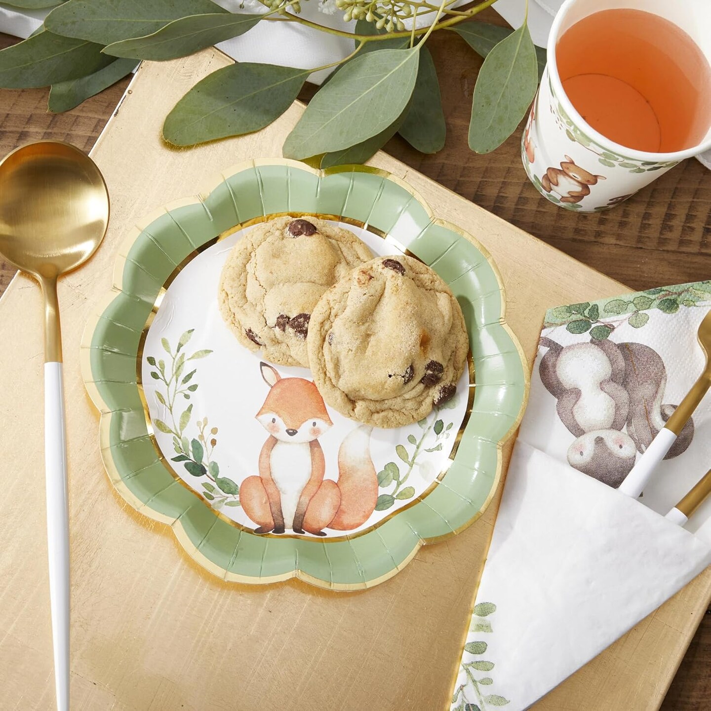 Woodland Baby Shower Decorations - 78-Piece Baby Shower Plates and Napkins Set