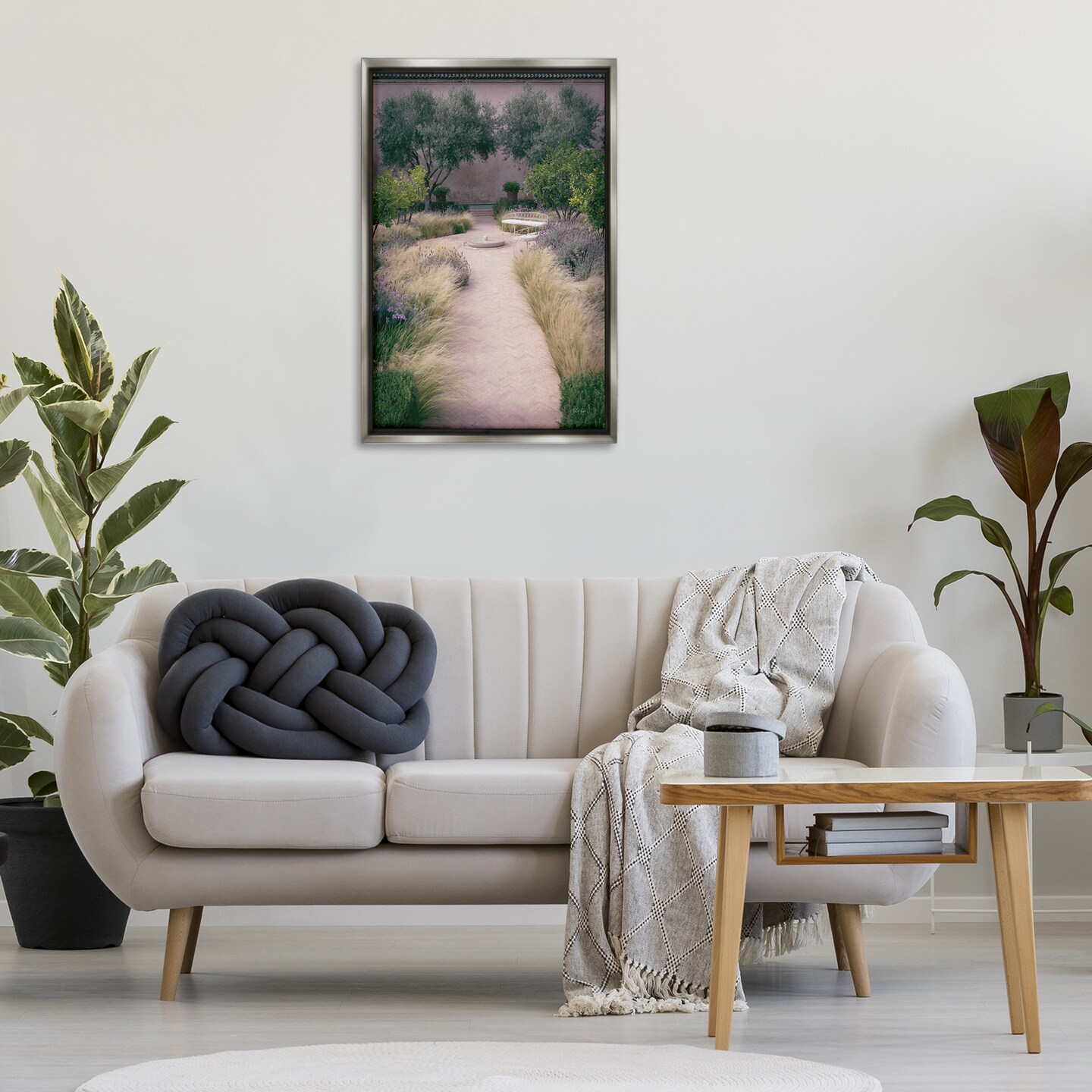Stupell Industries Rounded Garden Path Bench Floating Frame By Deborah Revell