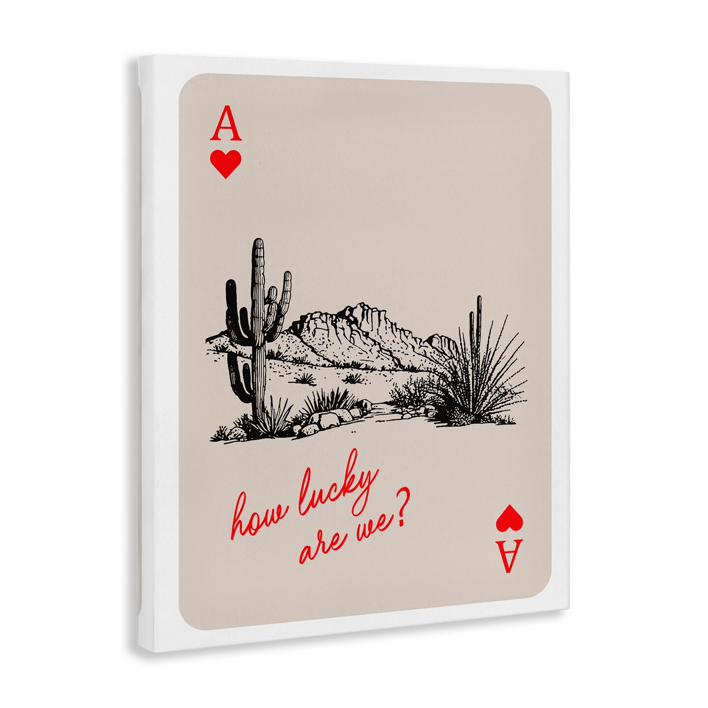 Stupell Industries Playing Card with Lucky Phrase Canvas By Lettered and Lined