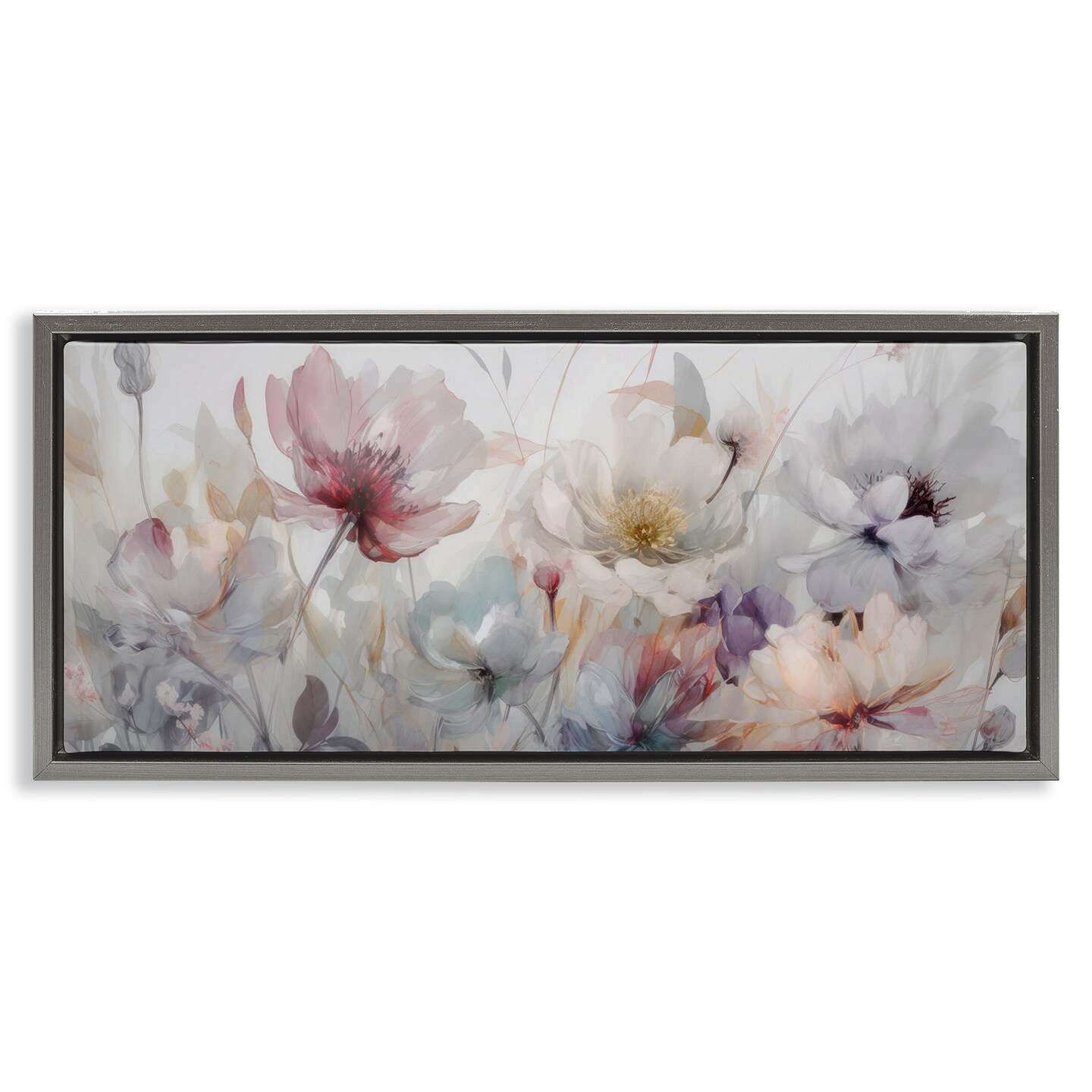 Stupell Industries Muted Grey Toned Flowers Floating Frame By Irene Weisz