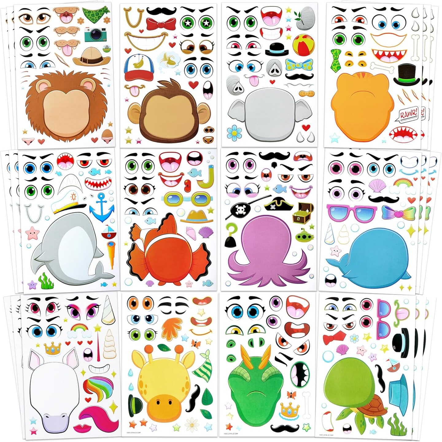 36 PCS 9&#x22;x6&#x22; Make a face Stickers for Kids