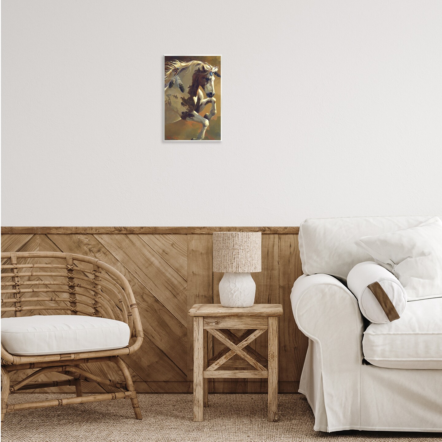 Stupell Industries Rearing Horse with Feather Adornments Wall Plaque By Carolyne Hawley