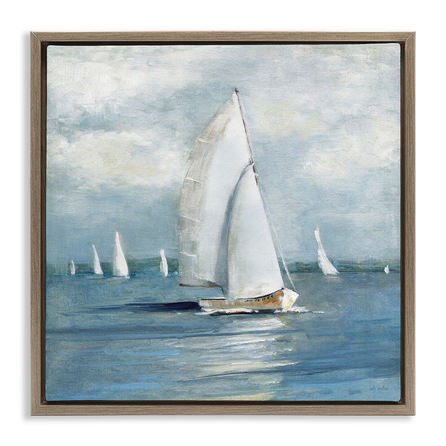 Stupell Industries Cruising Sailboat Seascape Floating Frame By Sally ...