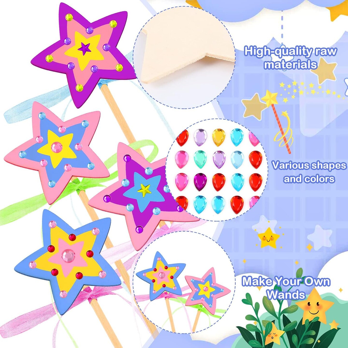 57 Pcs Star Princess Fairy Wands Craft Kits
