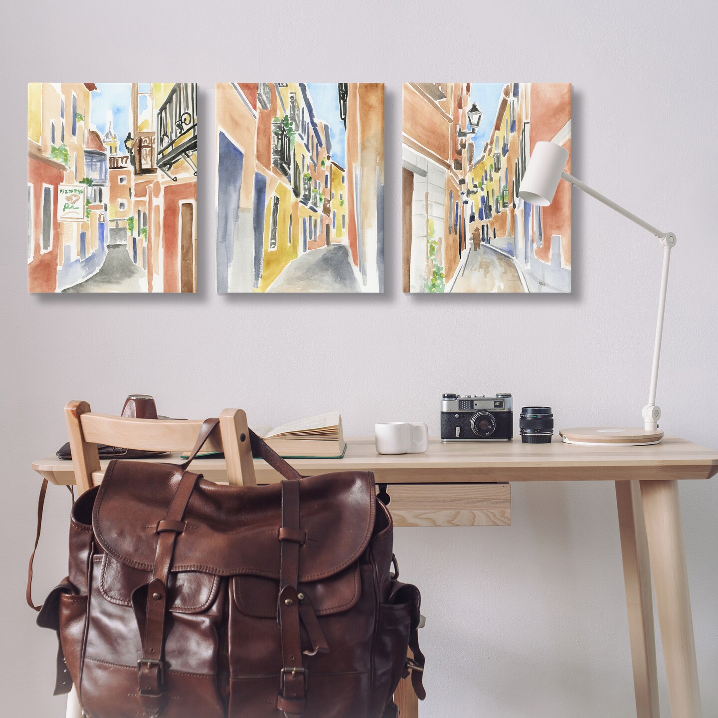 Stupell Industries Historic Madrid City Buildings 3pc Canvas Set By June Erica Vess