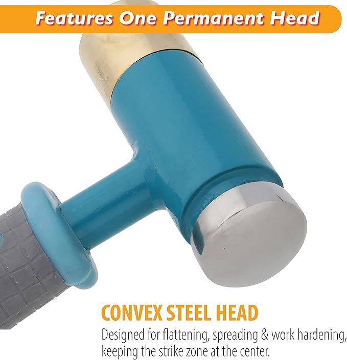 The Beadsmith Whammer Interchangeable Hammer - Patent Protected Wire Jewelry Hammer - Two Interchangeable Heads- Textured Handle - Used for Flattening, Spreading & Hardening