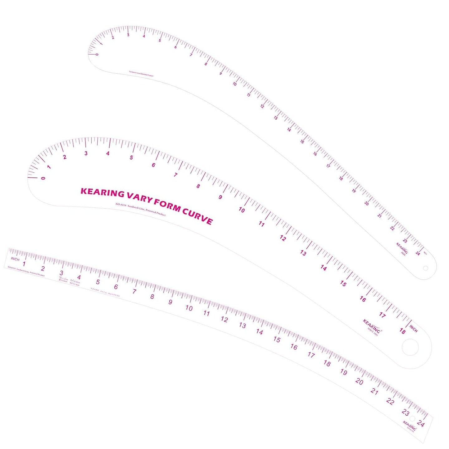 Kearing® Transparent Vary Form French Curve Ruler for Sewing, Pattern Making 12", 18" or 24"