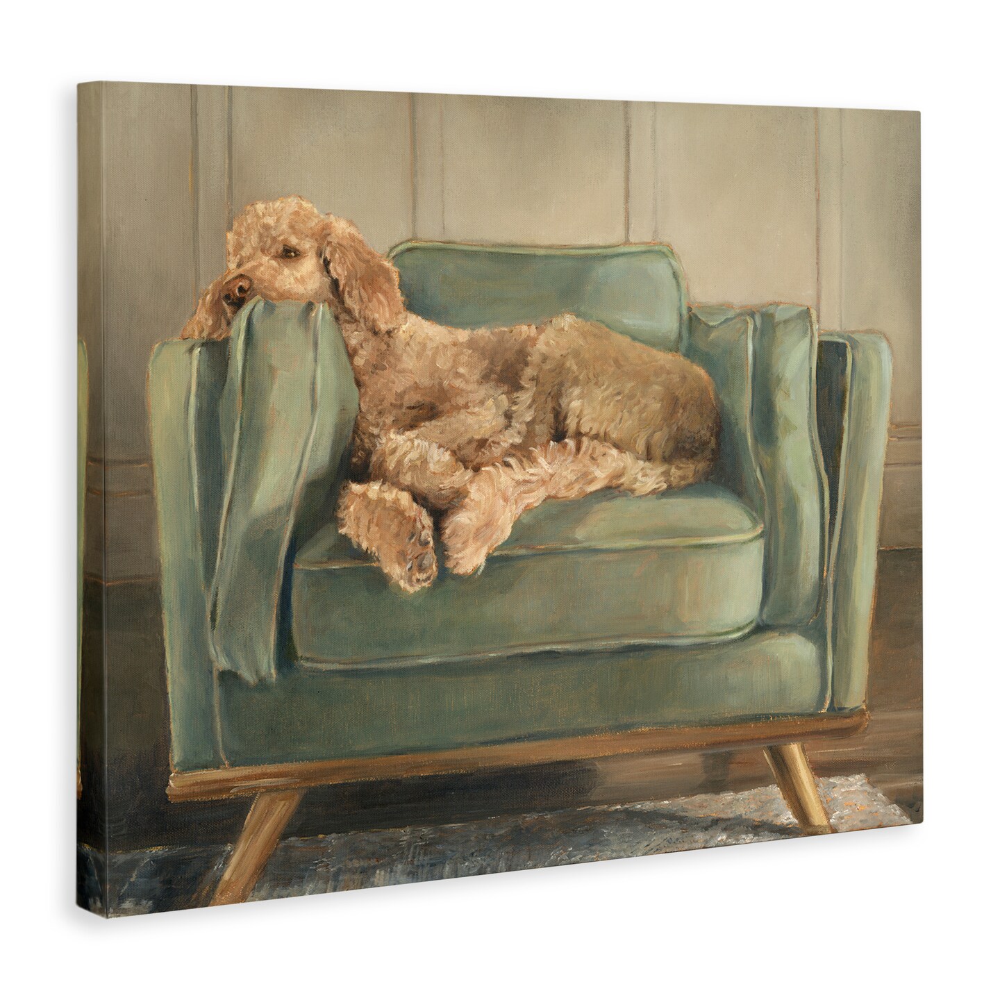 Stupell Industries Labradoodle Lounging on Sofa Canvas By Ethan Harper