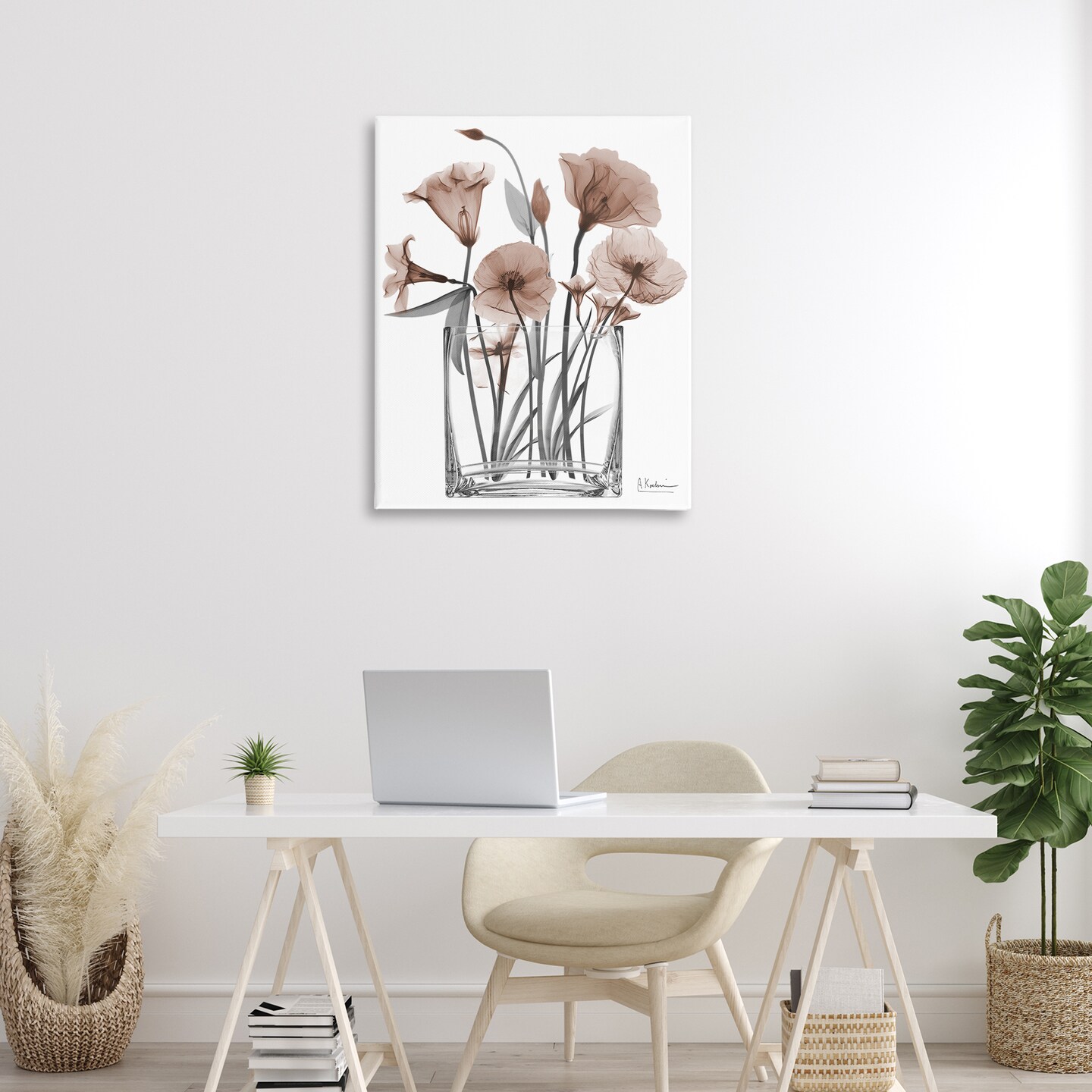 Stupell Industries Opaque Mocha Flowers Canvas By Albert Koetsier