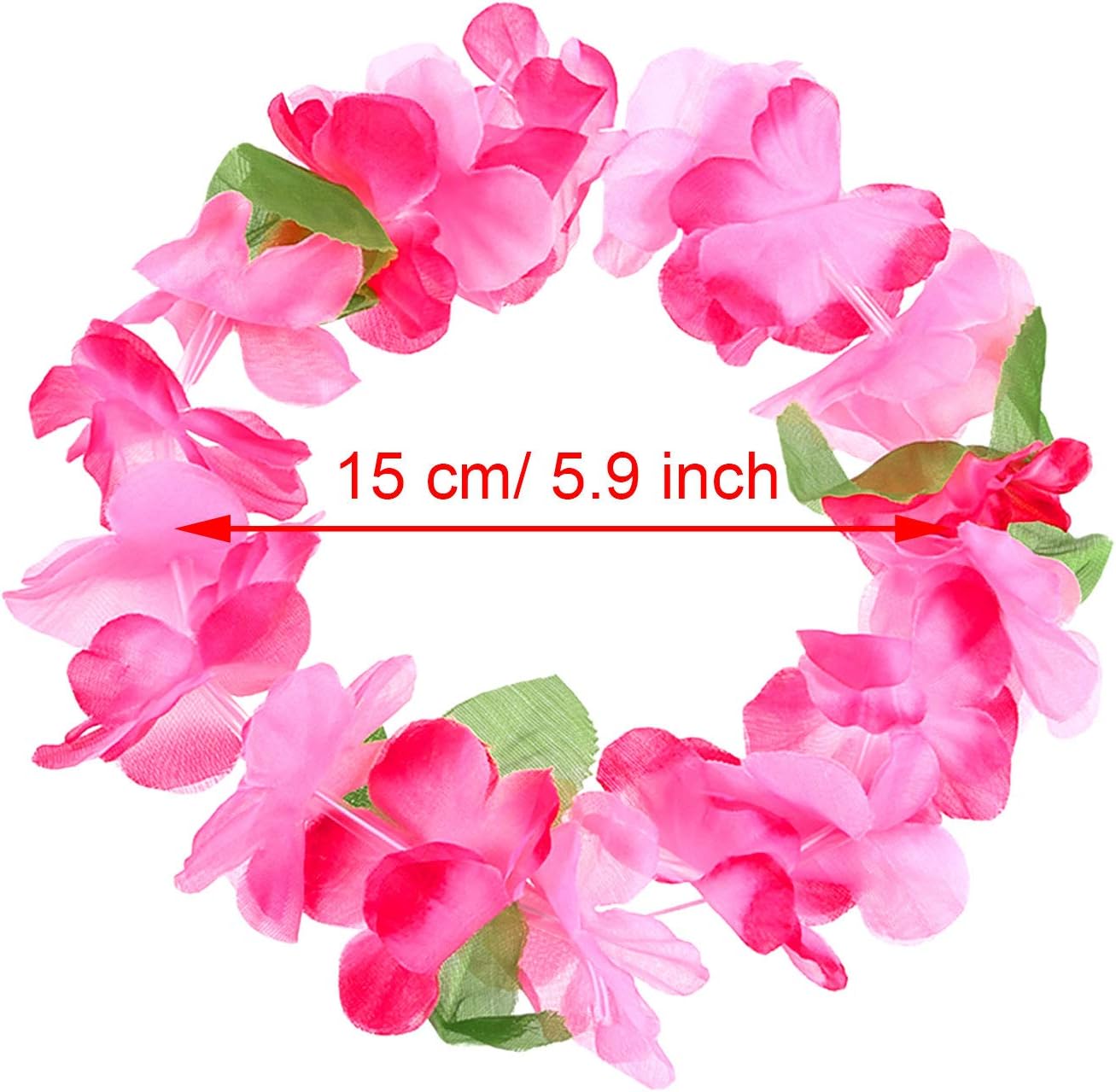 30 Pieces Colorful Tropical Hawaiian Leis Headband Elastic Ruffled Flowers Headpiece for Luau Party Supplies