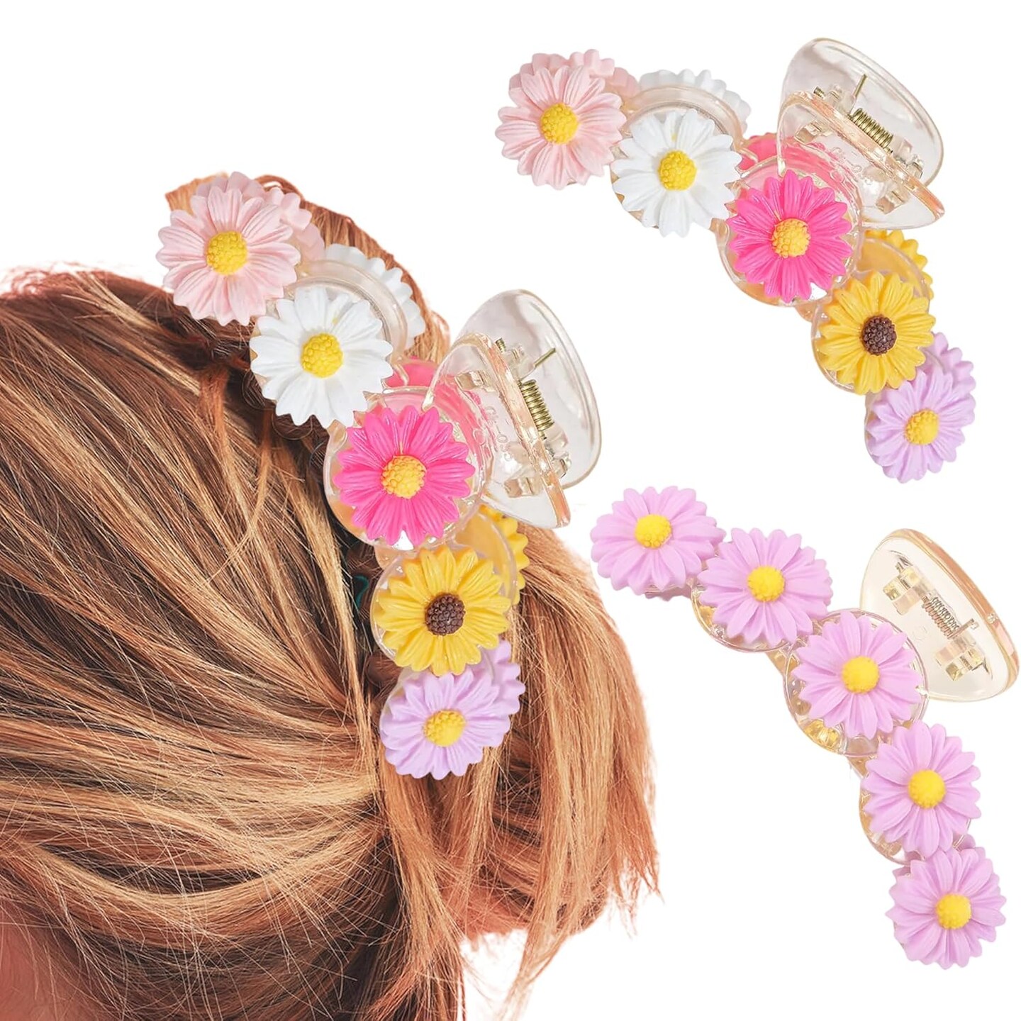 2 Psc Cute sunflower Flower Hair Claw Clips Hair Accessories