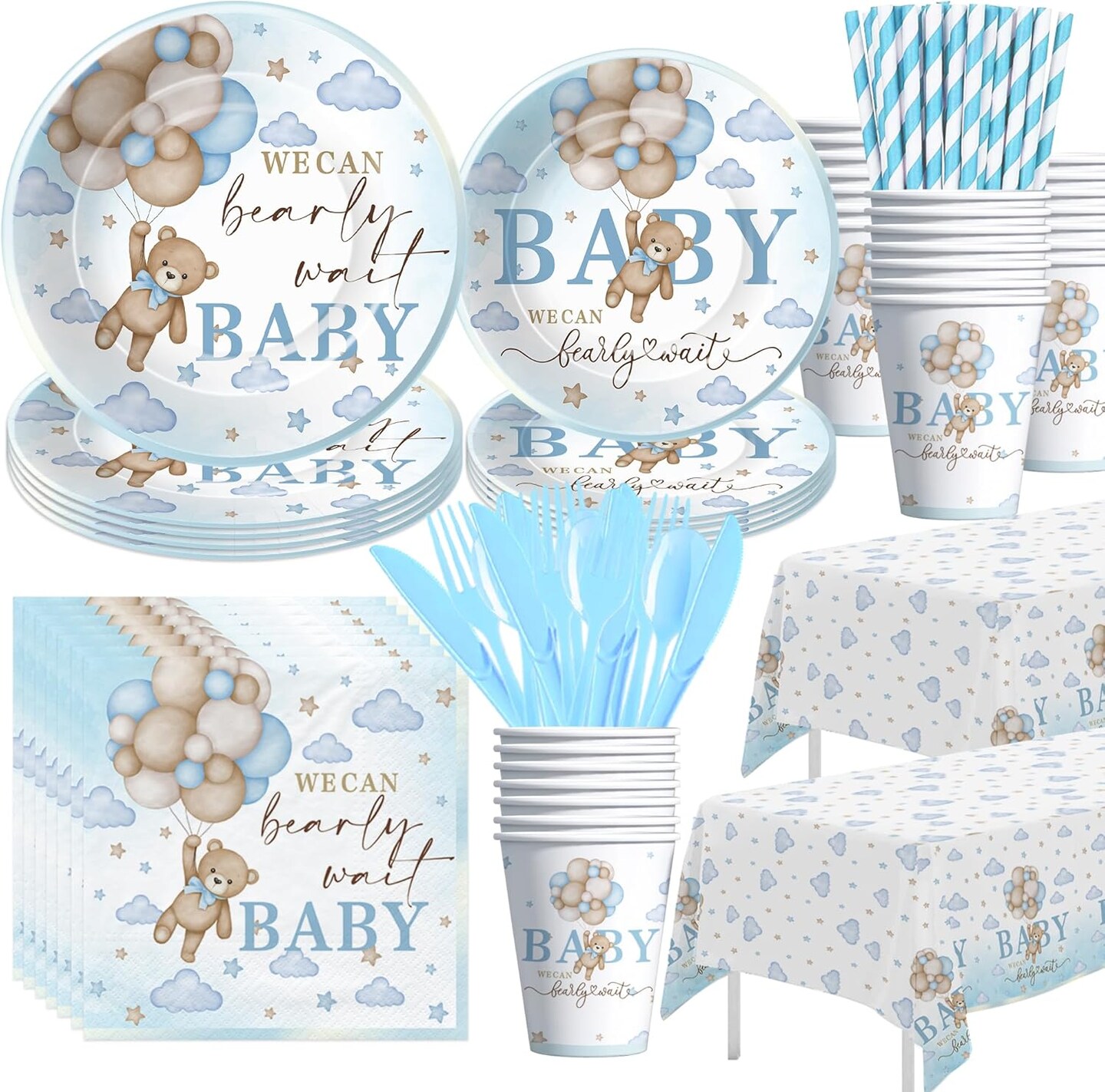 Bear Baby Shower Decorations Tableware - We Can Bearly Wait Baby Shower Decorations