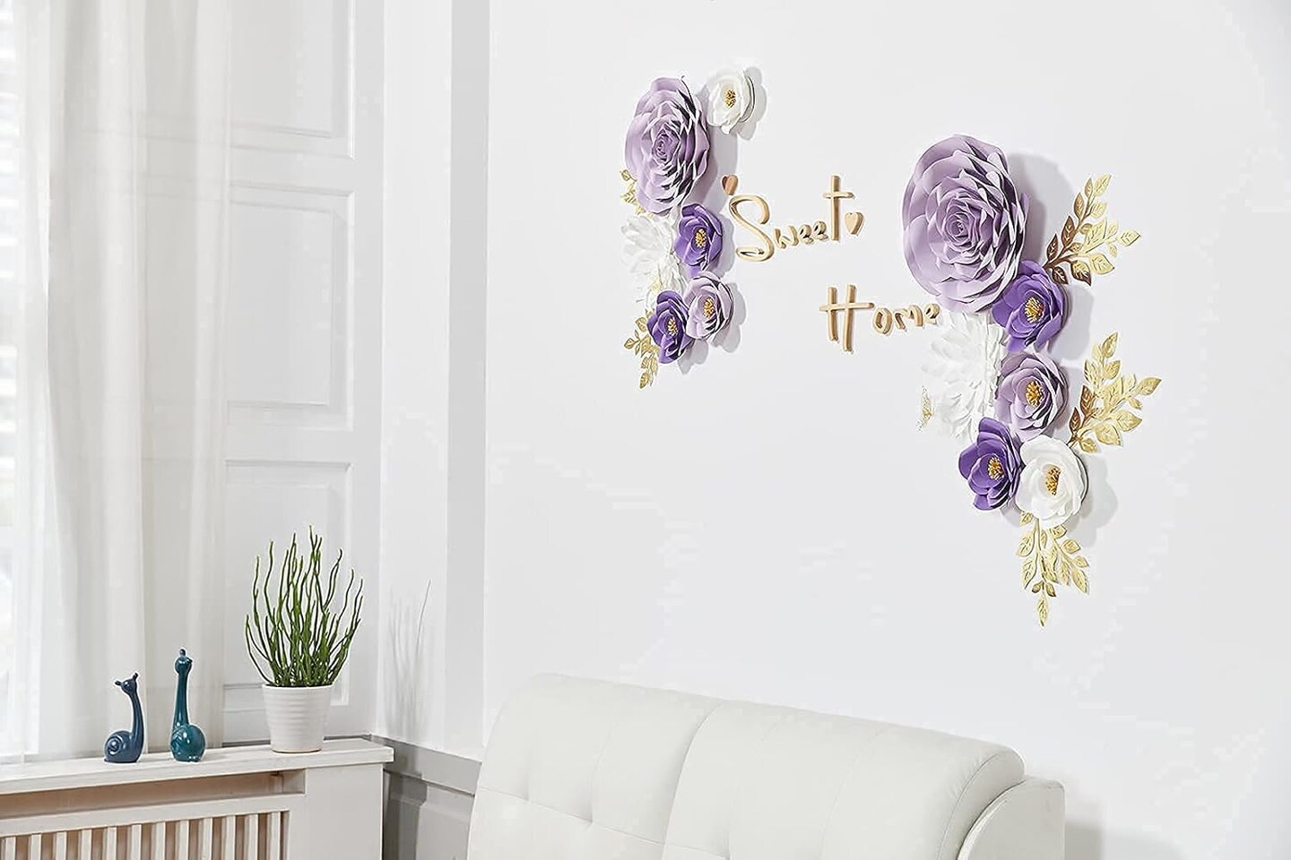 Giant Purple Paper Roses &#x2013; Floral Wall Decor for Baby Shower, Nursery &#x26; Party Backdrop (Purple)