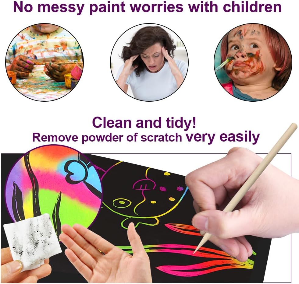 60 Pcs Magic Rainbow Scratch Paper