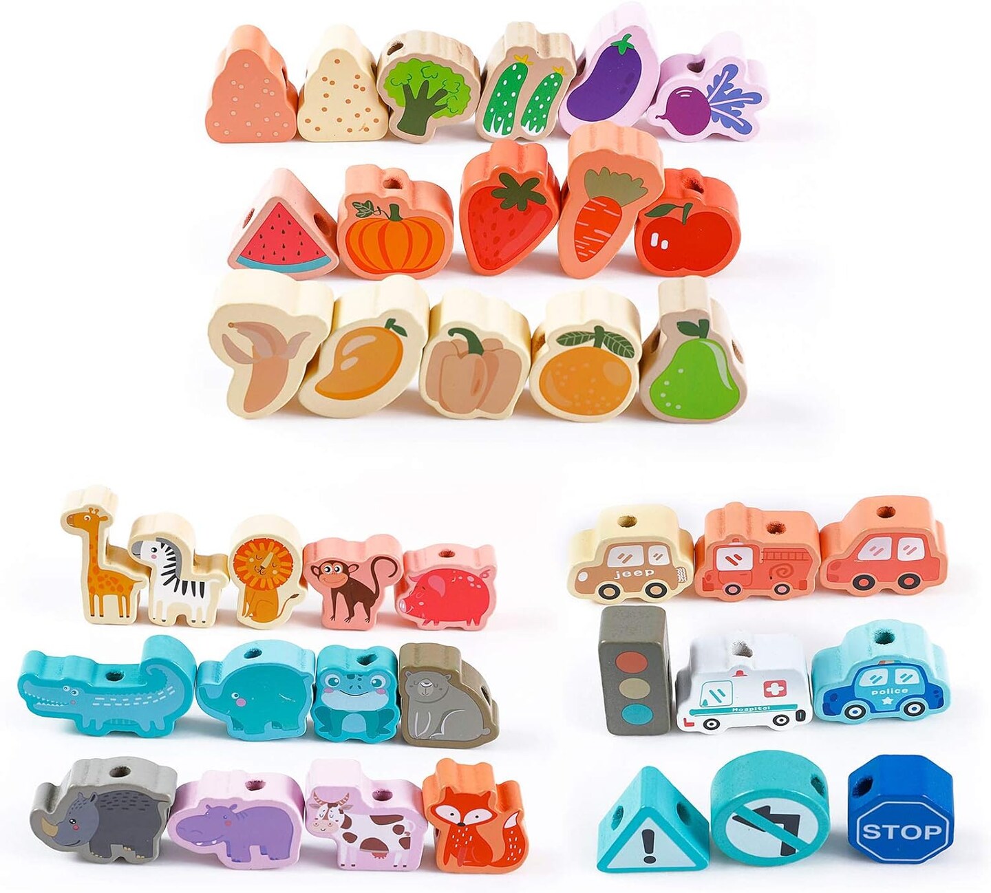 Montessori Educational Threading Toys Wooden Stringing