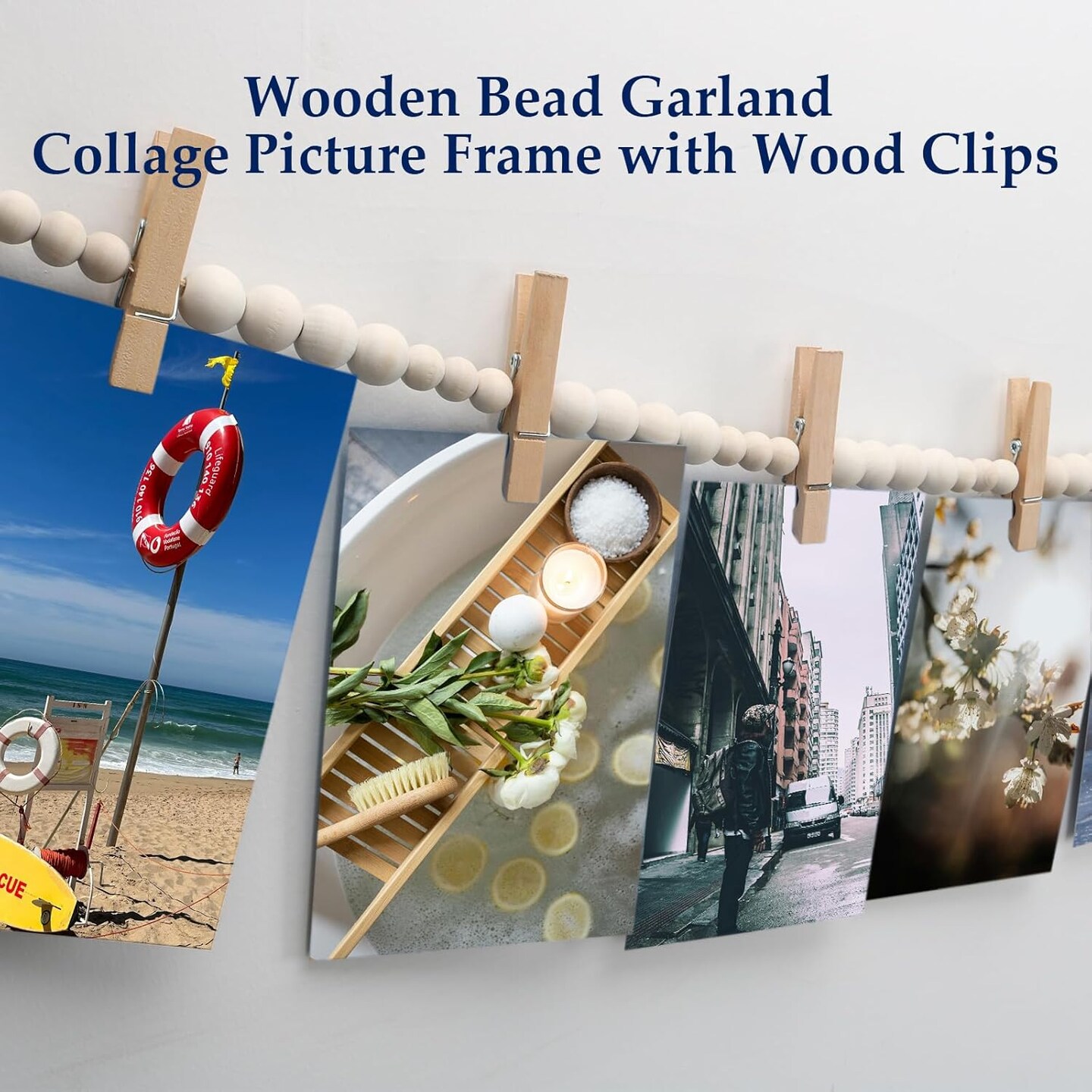 67 Inches - Hanging Photo Display Wall Decor with 45 Wood Clips
