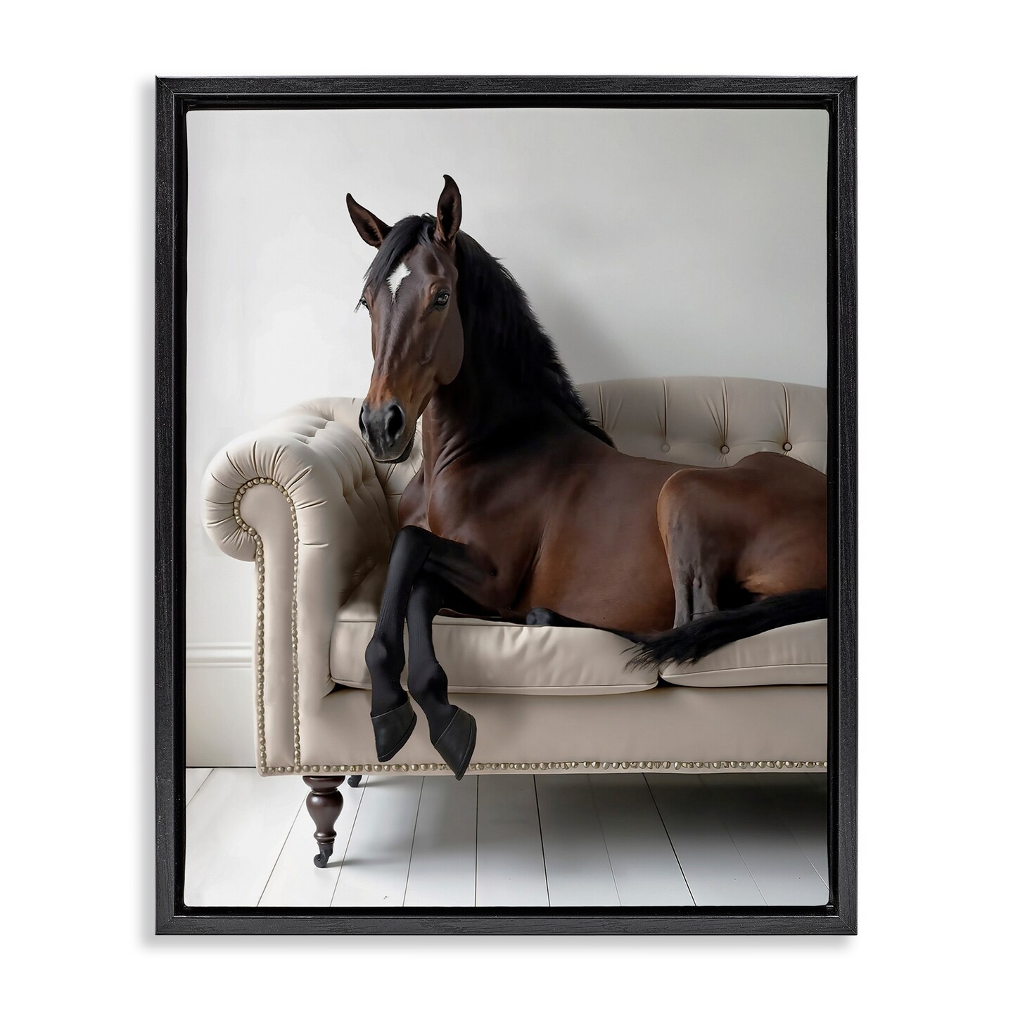 Stupell Industries Horse Lounging on Sofa Floating Frame By Lettered and Lined