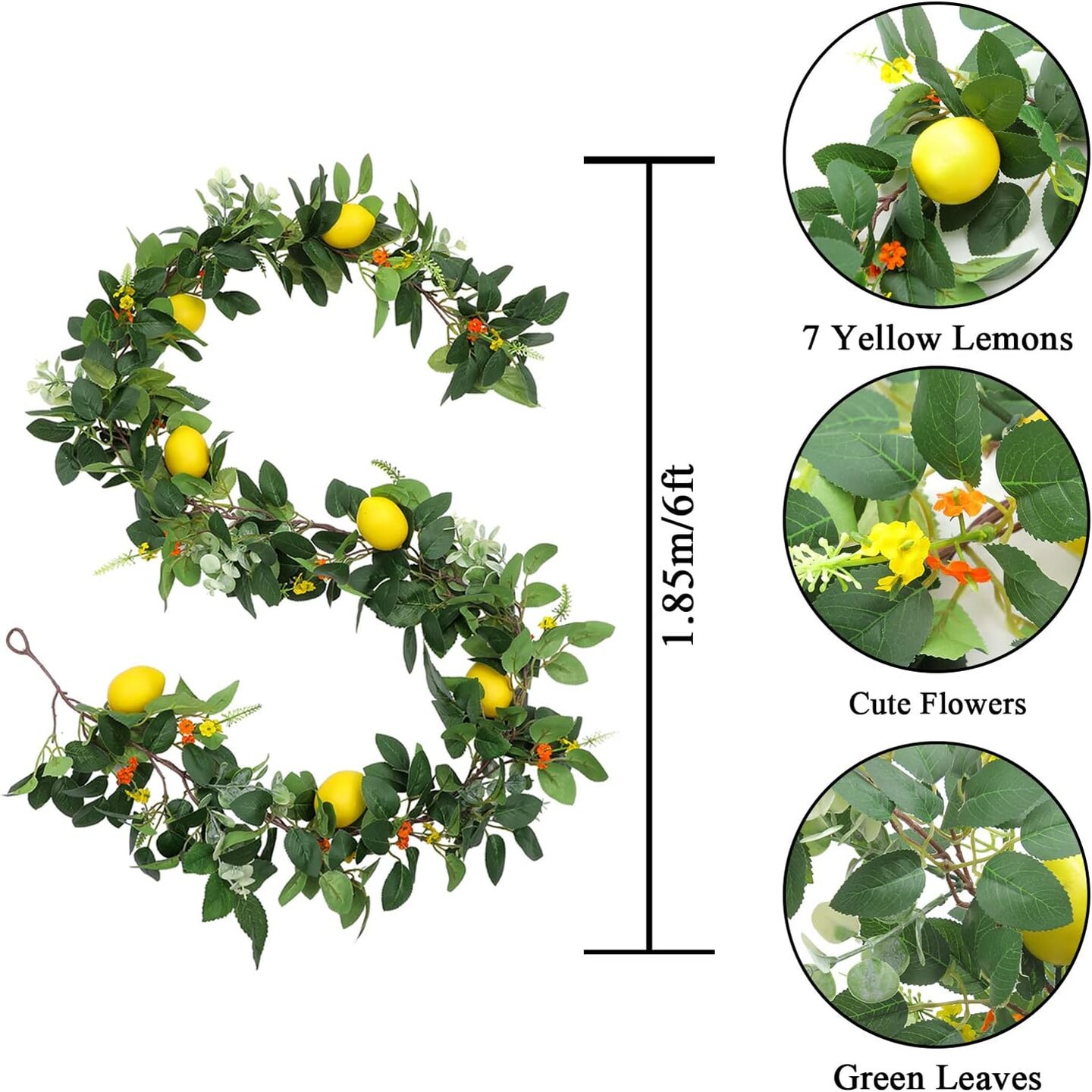 4Pcs Total 24 Ft Artificial Lemon Garland Spring Vine Garlands with Greenery