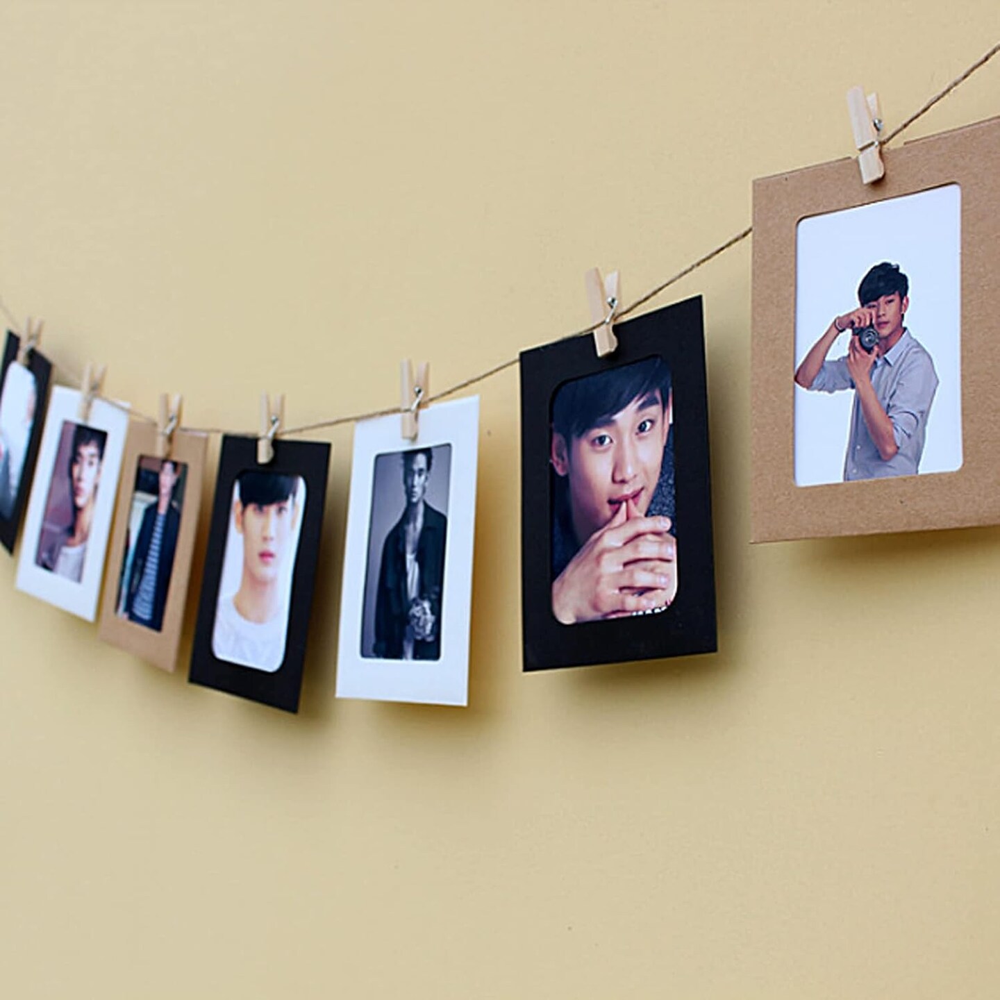 4x6 Picture Frames collage wall decor Paper Photo Frame with 30 Wood Clips